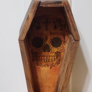 Rustic Coffin Shelf, Wood Coffin, Mini Coffin Shelf | Spooky decor